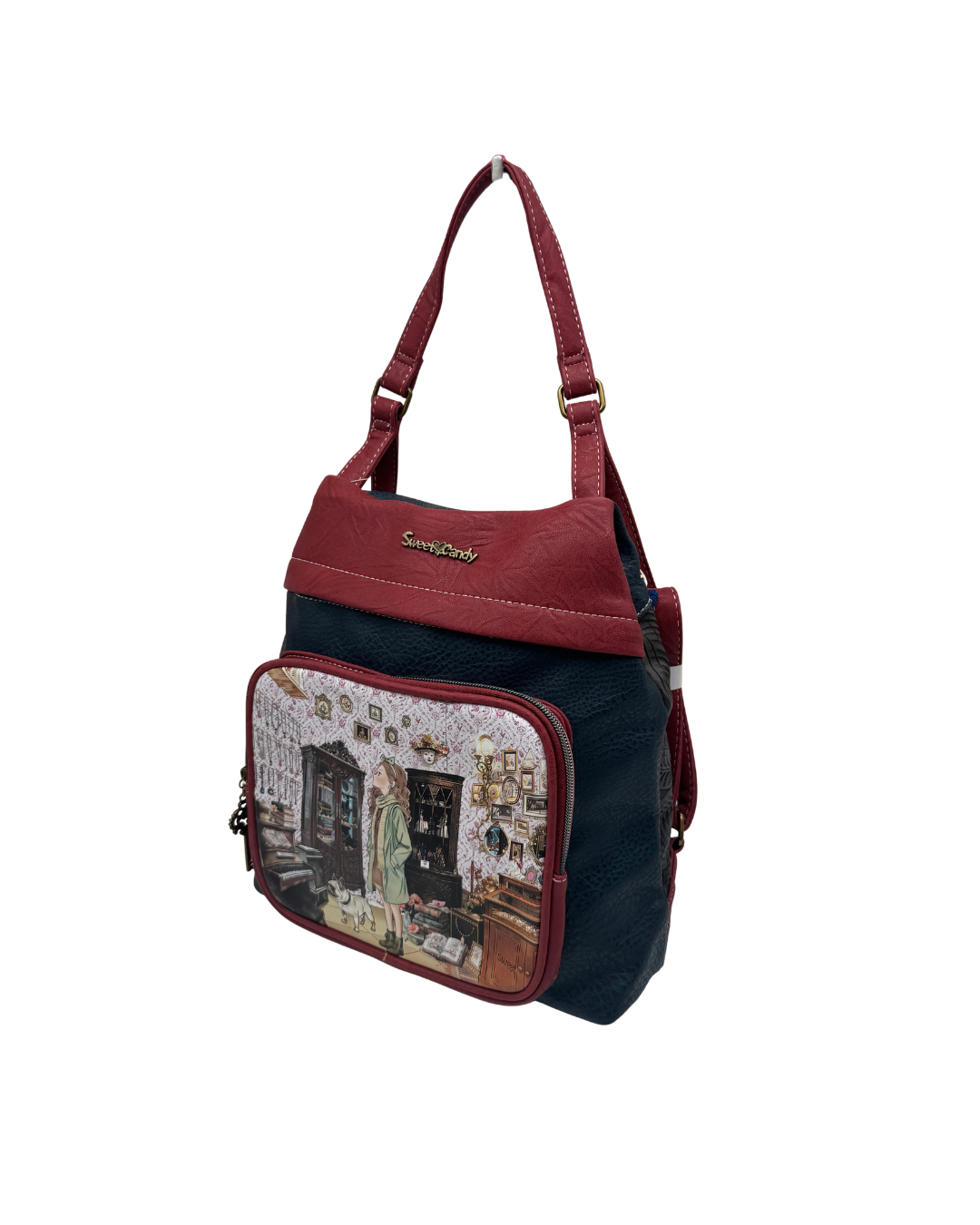 Mochila Sweet Candy Mujer Azul Marino y Burdeos – Estampado Tienda Vintage