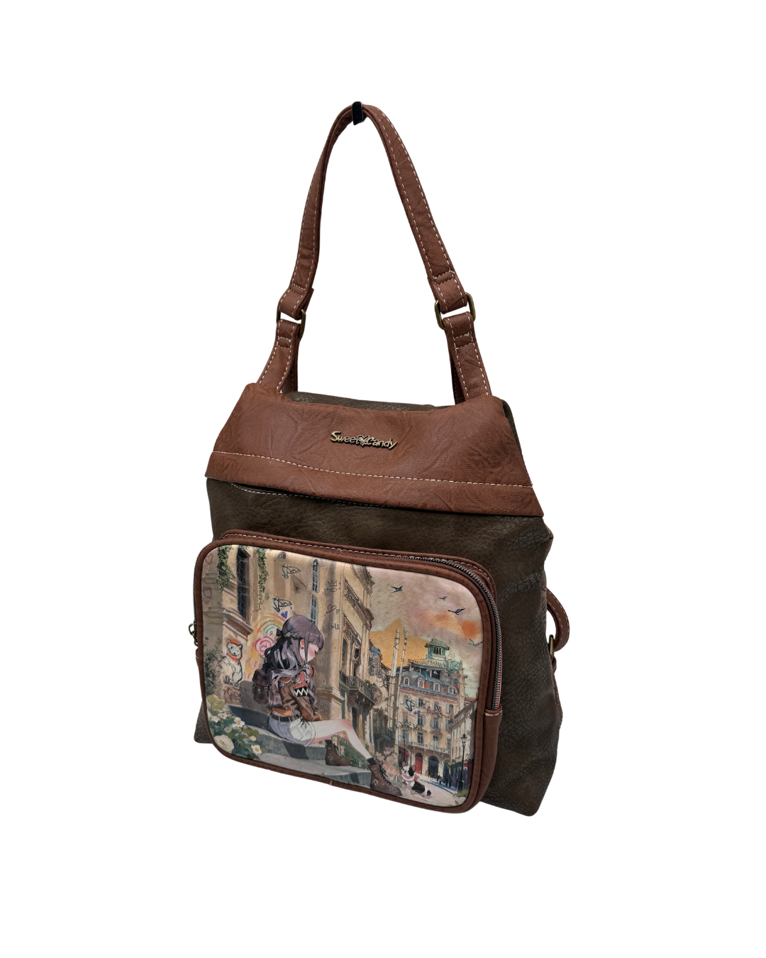 Mochila Sweet Candy Mujer Marrón – Estampado Chica Urbana