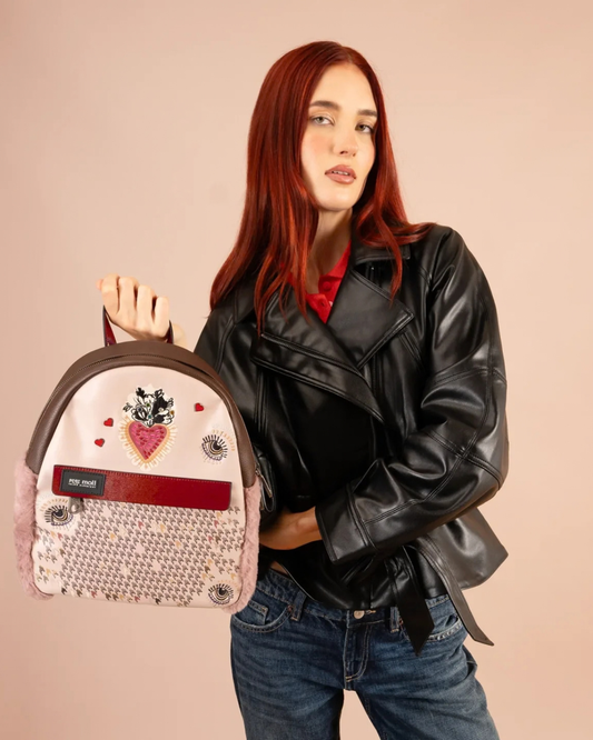 Mochila Pepe Moll Mujer Corazones y Pelo Rosa