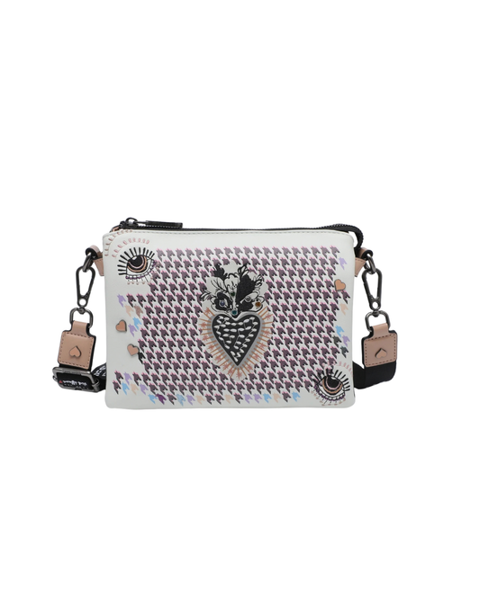 Bandolera Pepe Moll Blanca con Corazones y Estampado