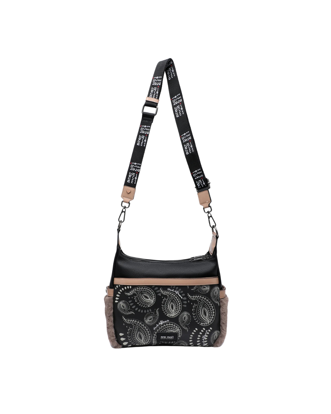 Bolso Bandolera Pepe Moll Corazones con Pelo Negro