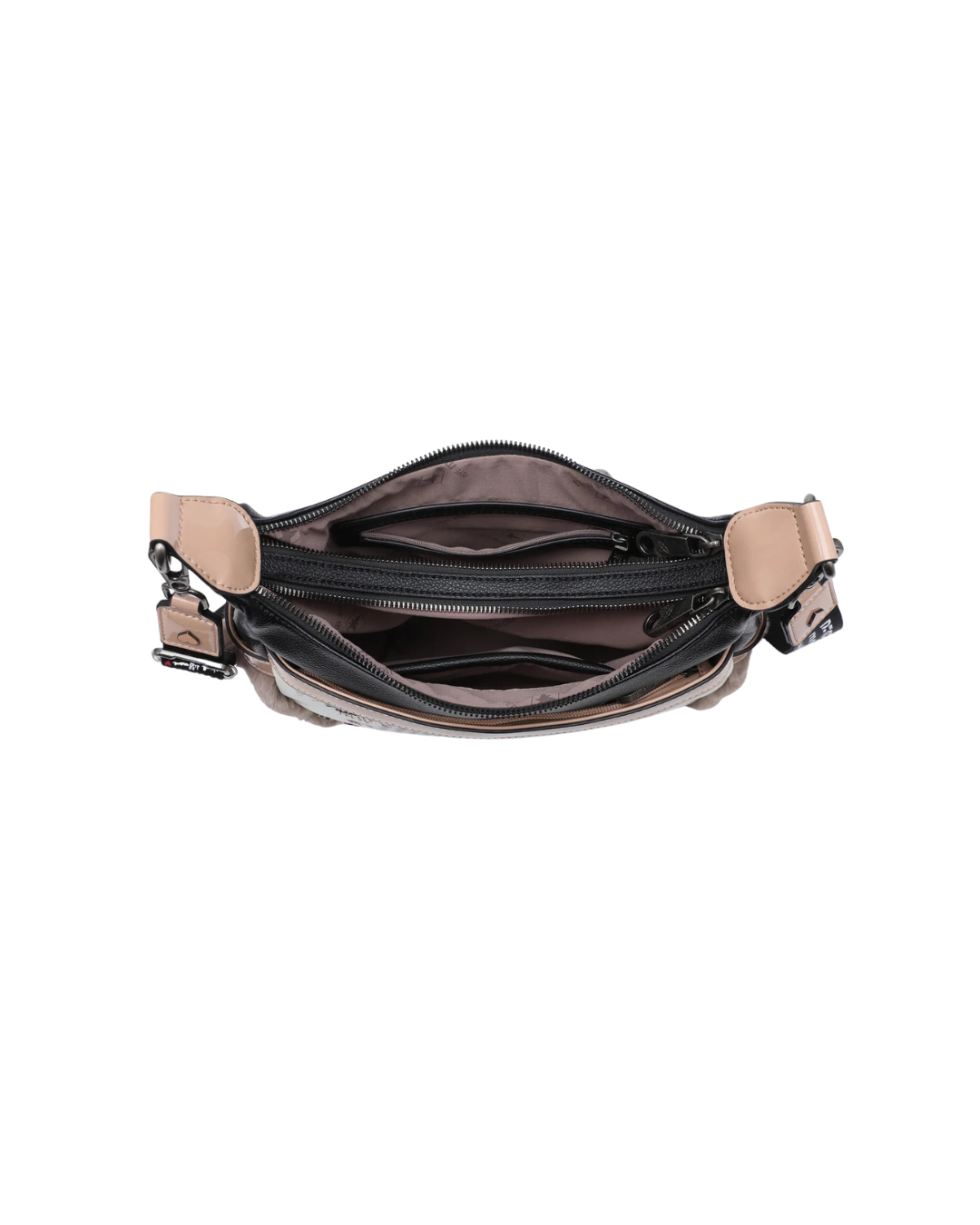 Bolso Bandolera Pepe Moll Corazones con Pelo Negro
