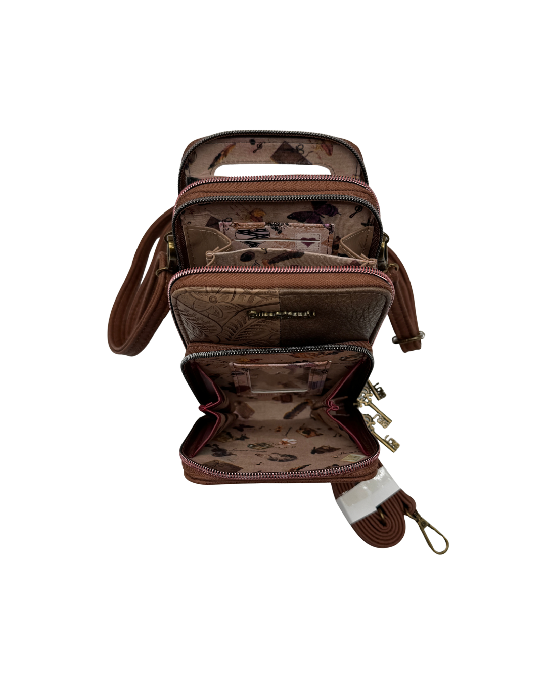 Bolso Bandolera Sweet Candy Marrón con Estampado Urbano