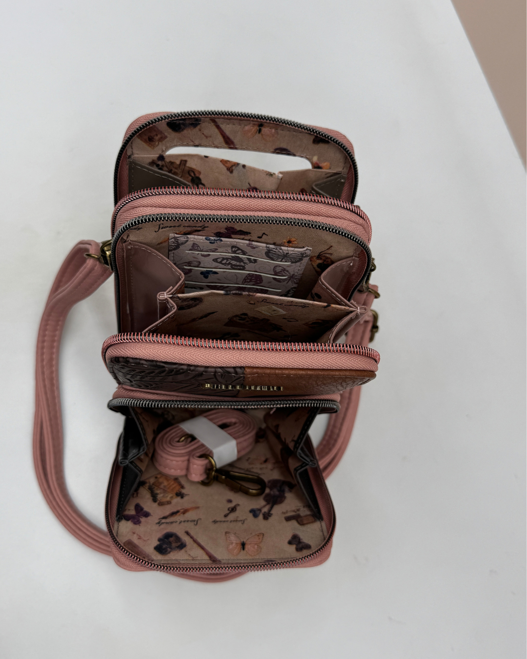 Bolso Bandolera Sweet Candy Rosa con Estampado Violinista