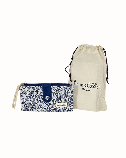 Cartera La Matilda Grande Flores Azul