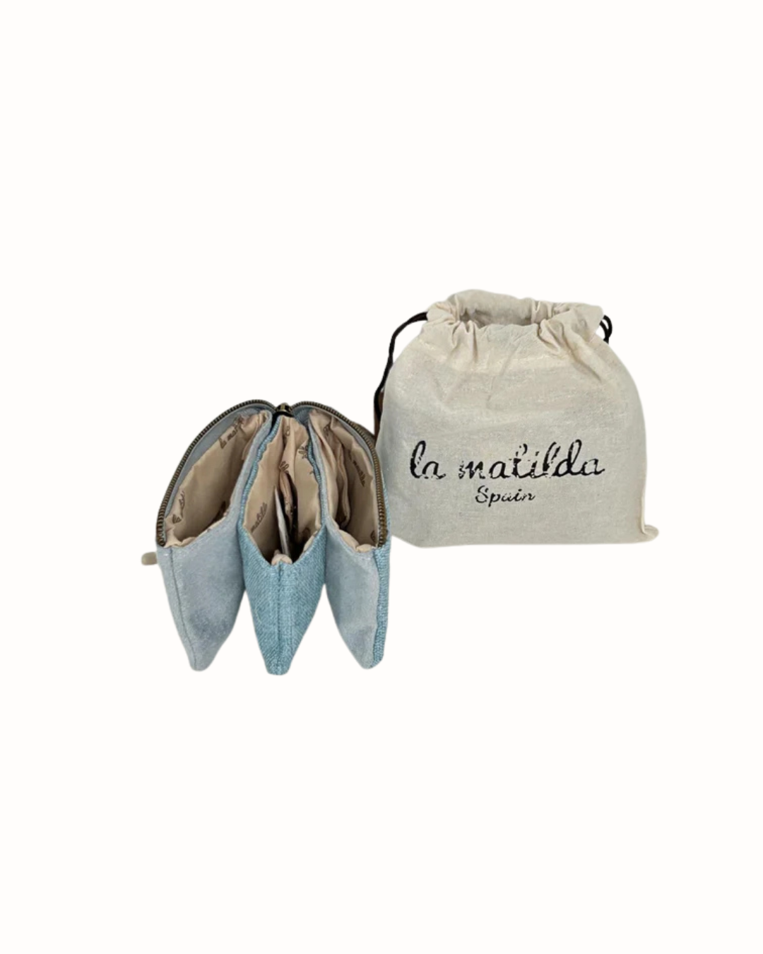 Monedero La Matilda Tres Compartimentos Unicolor Aguamarina