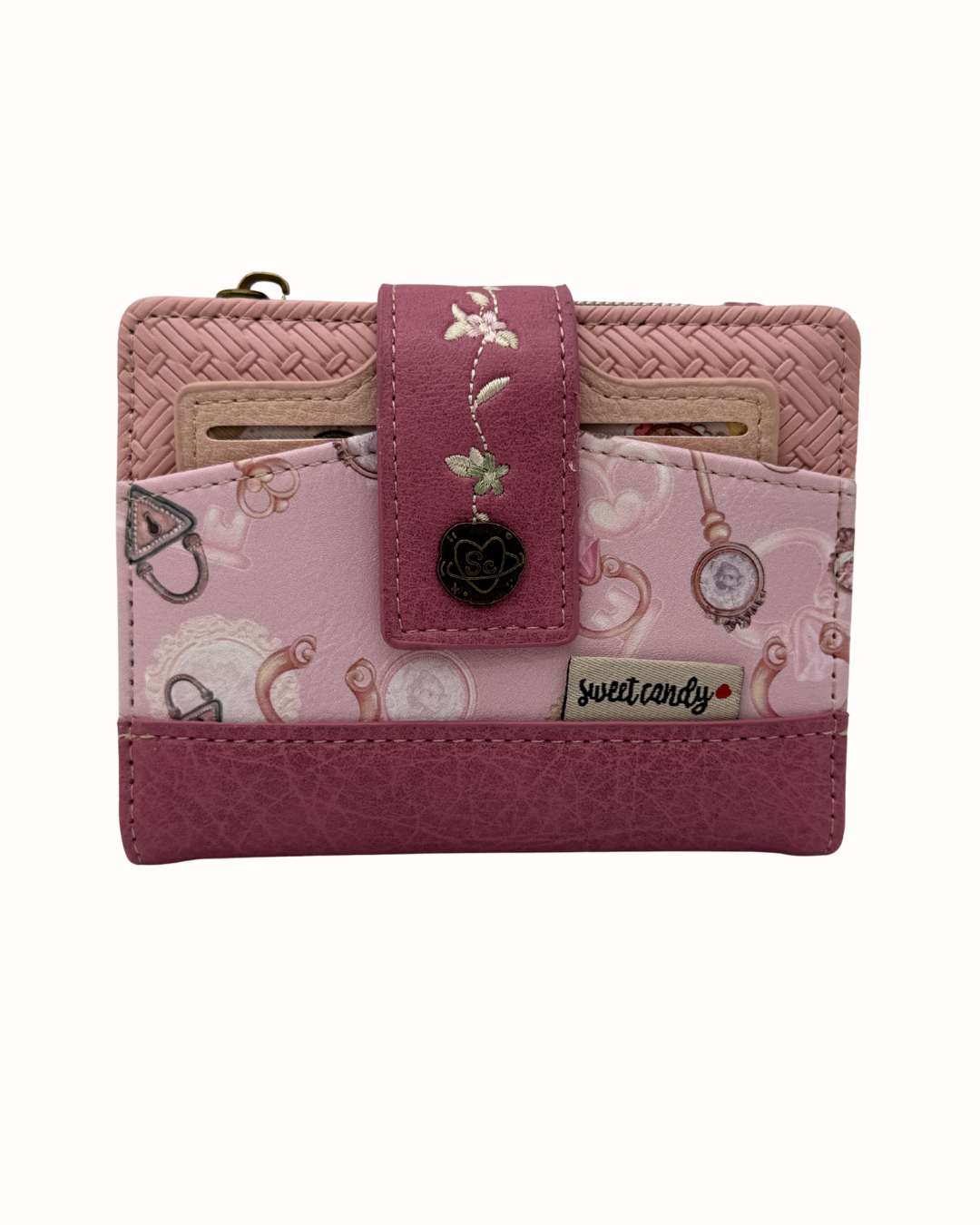 Cartera Sweet Candy Rosa Original - Billetera Artística Vintage con Cremallera y Diseño de Ilustración