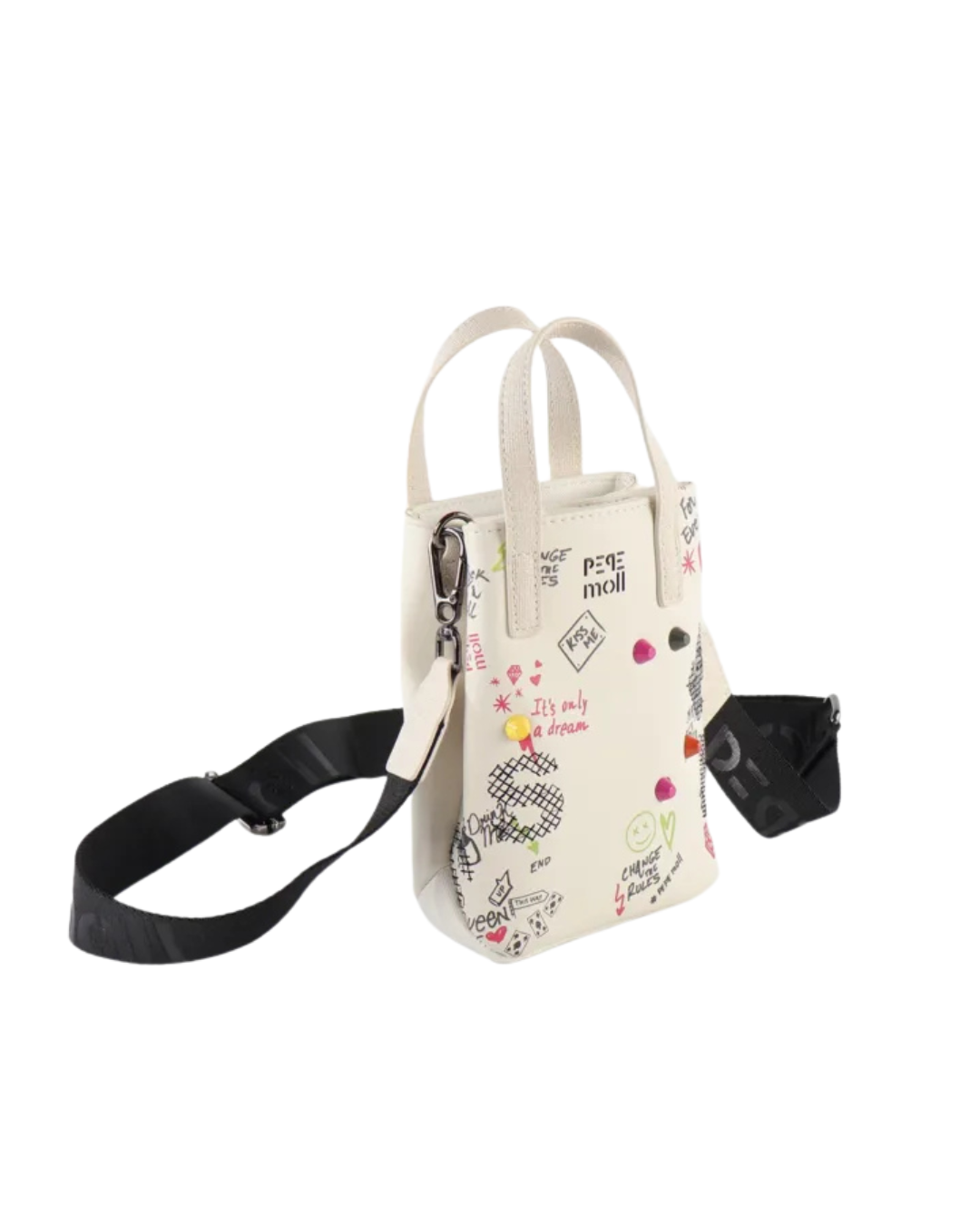 Bolso Móvil Pepe Moll Beige - De Mano y Bandolera con Estampado Graffiti