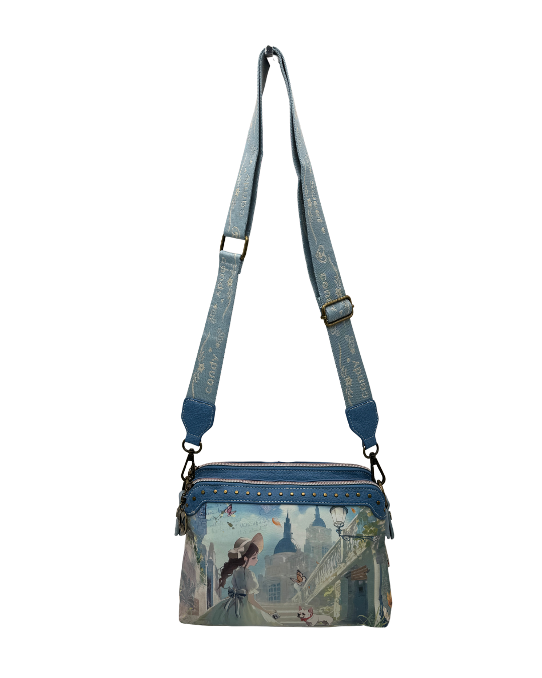 Bolso Bandolera Sweet Candy Azul - Bolso Pequeño De Mano Doble Compartimento