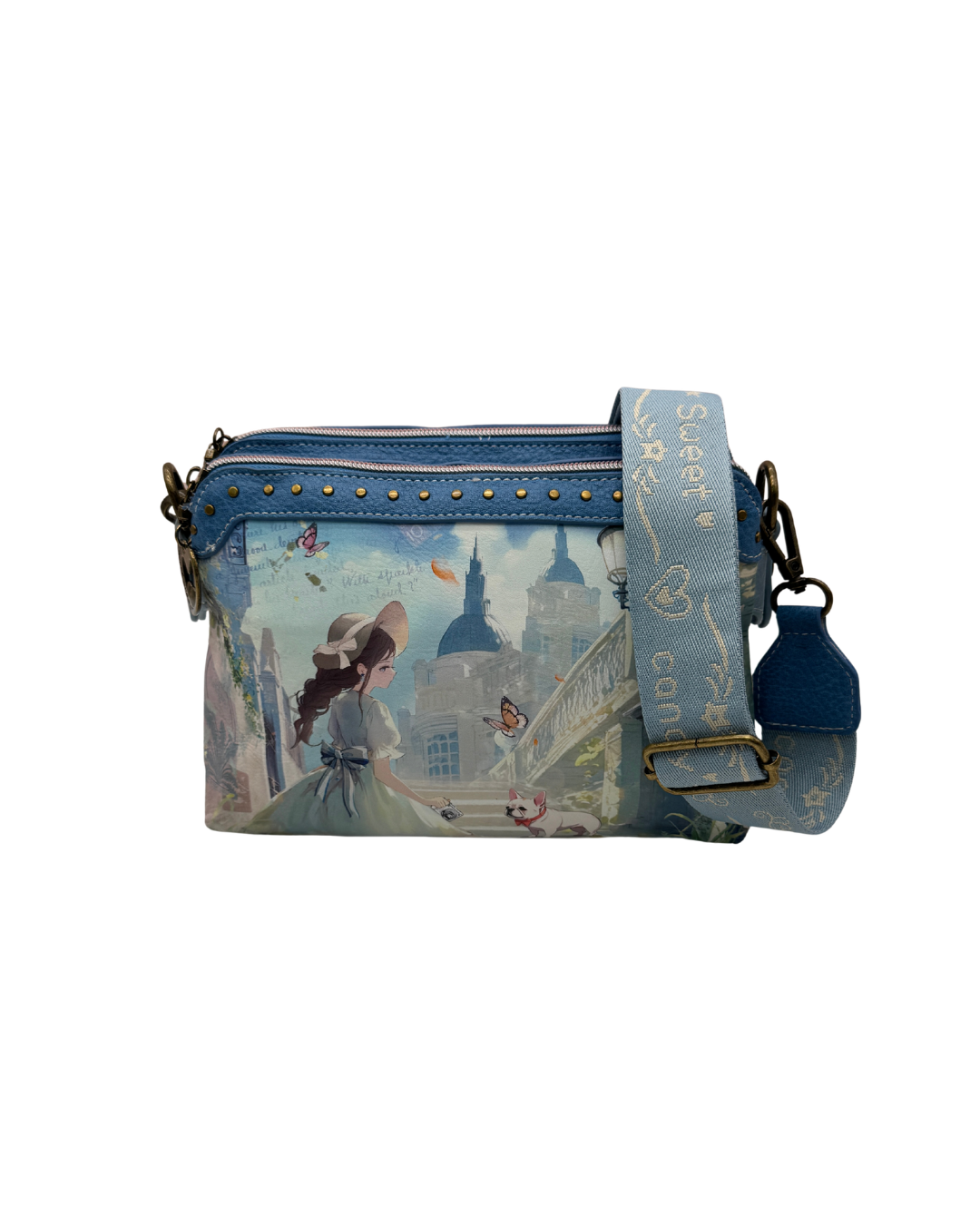 Bolso Bandolera Sweet Candy Azul - Bolso Pequeño De Mano Doble Compartimento