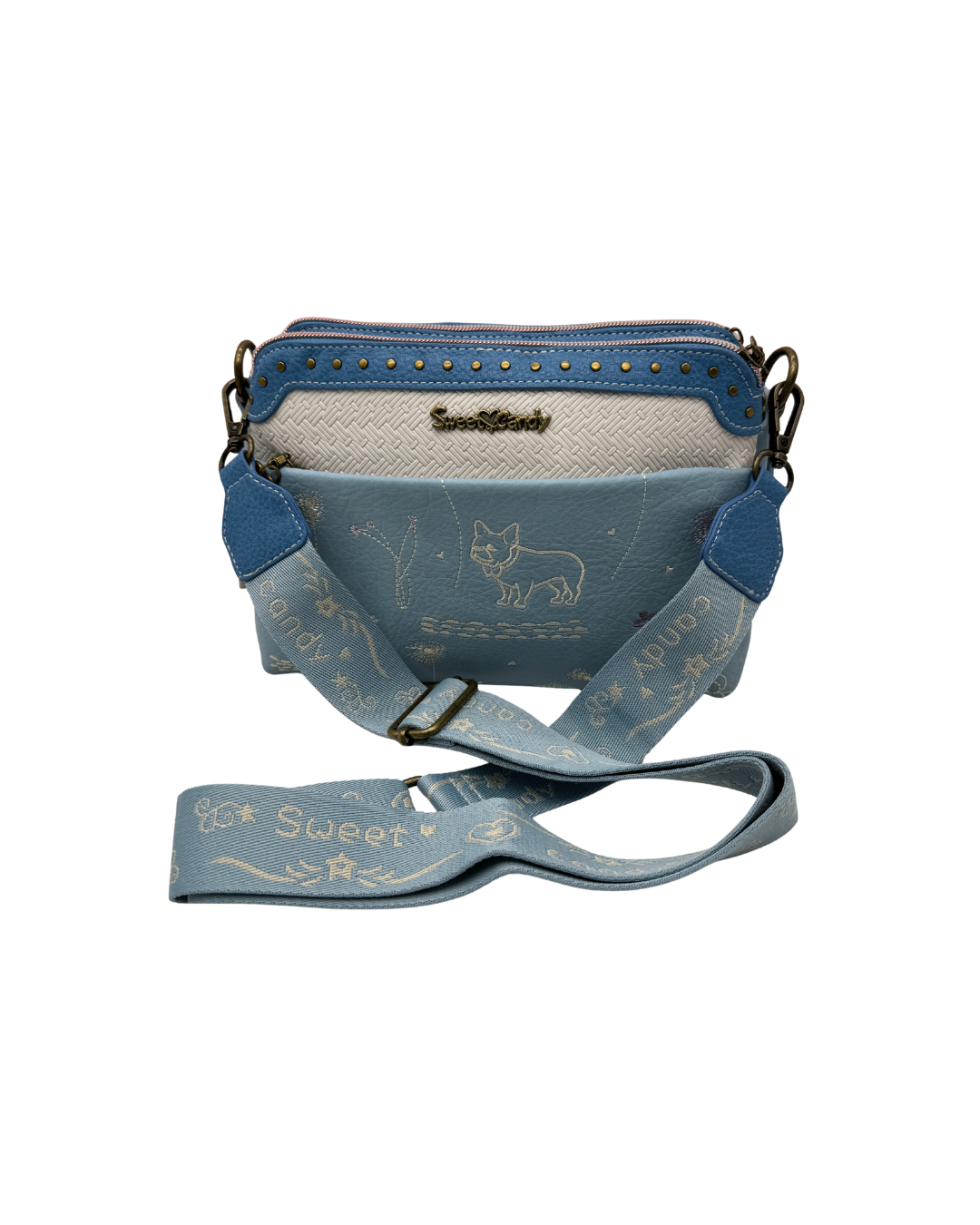 Bolso Bandolera Sweet Candy Azul - Bolso Pequeño De Mano Doble Compartimento