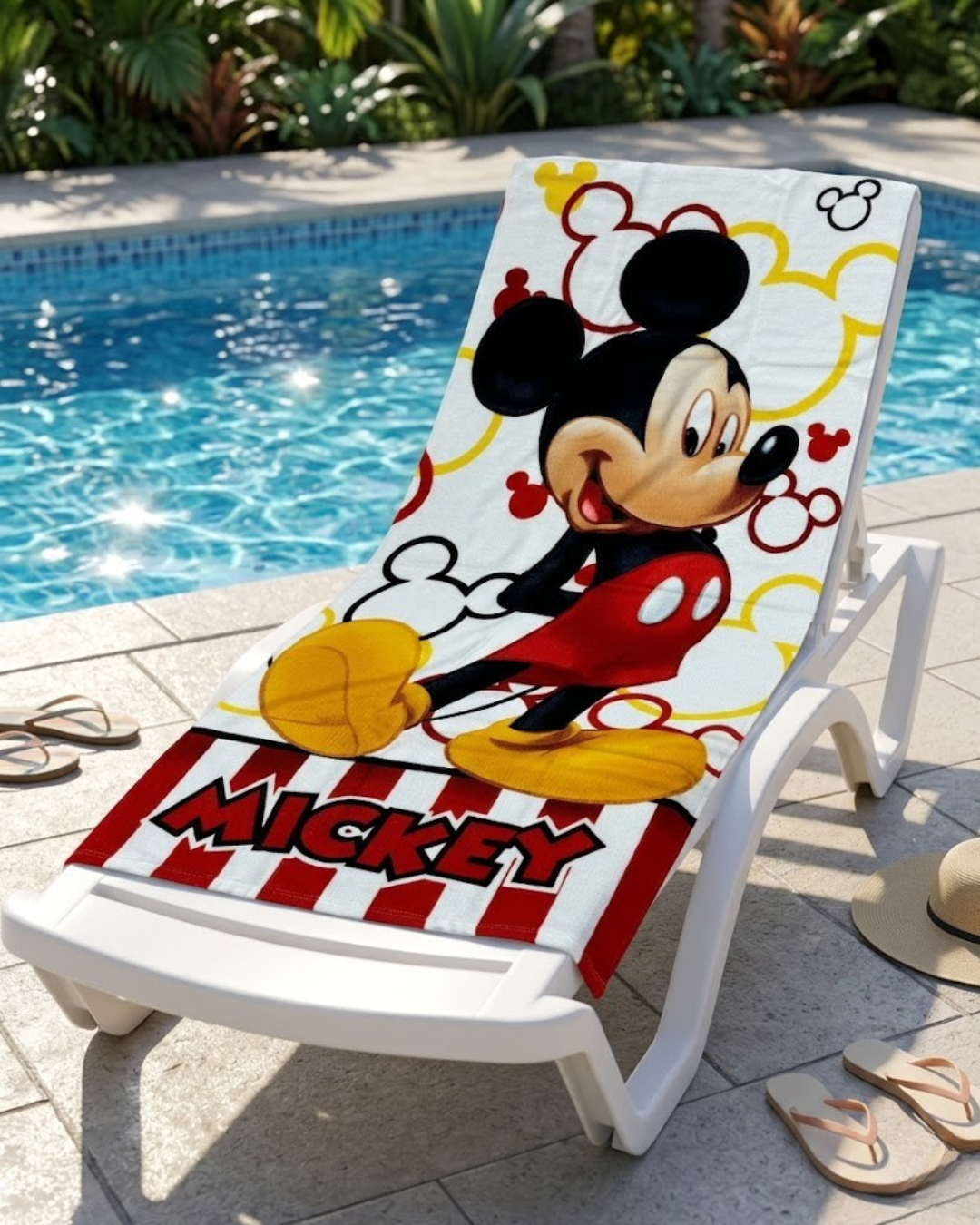 Toalla Mickey Mouse Roja y Blanca