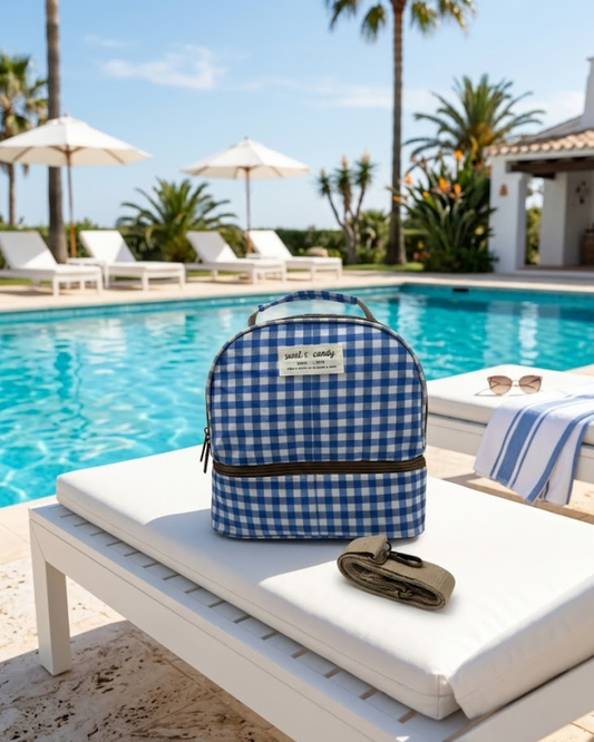 Nevera / Bolsa Térmica Sweet Candy Estampado Cuadro Vichy (Color Azul)
