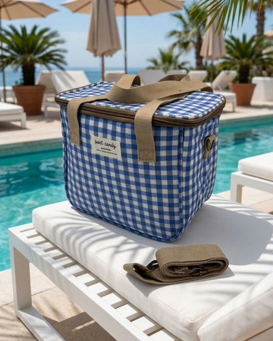 Nevera / Bolsa Térmica Sweet Candy Estampado Cuadro Vichy (Color Azul)