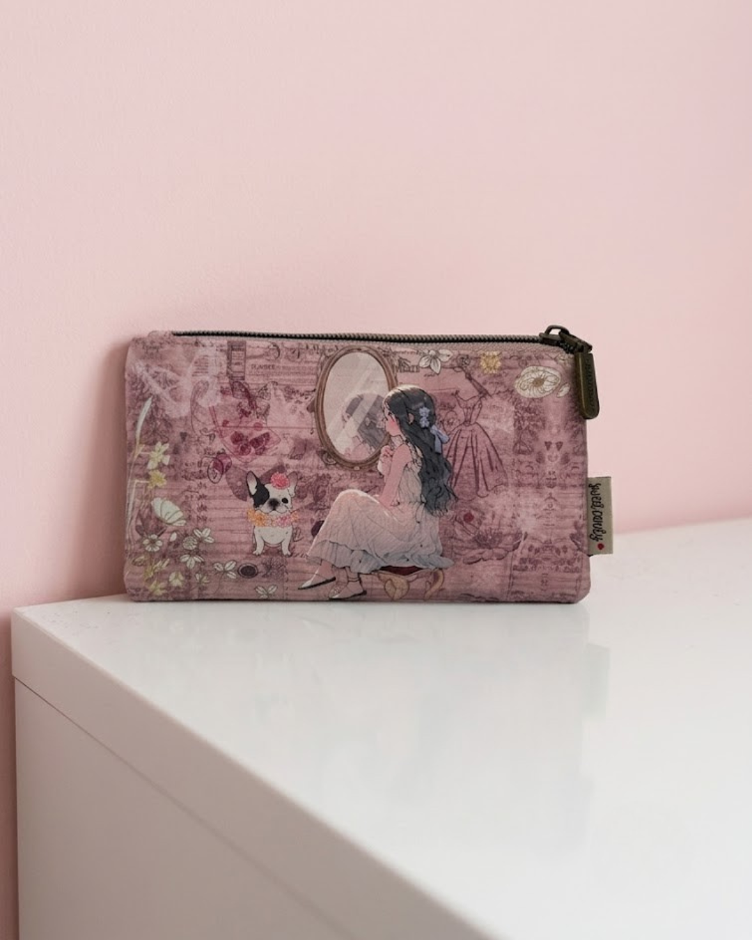 Cartera Monedero Sweet Candy – Ilustración Vintage Niña y Perrito