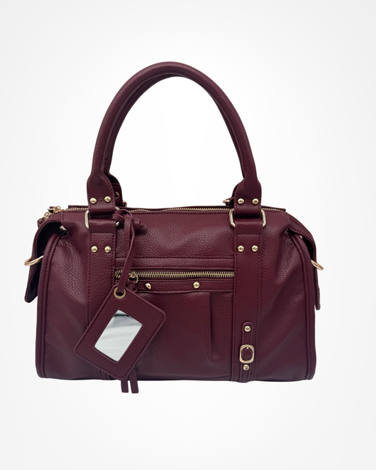 Bolso tipo satchel color burgundi