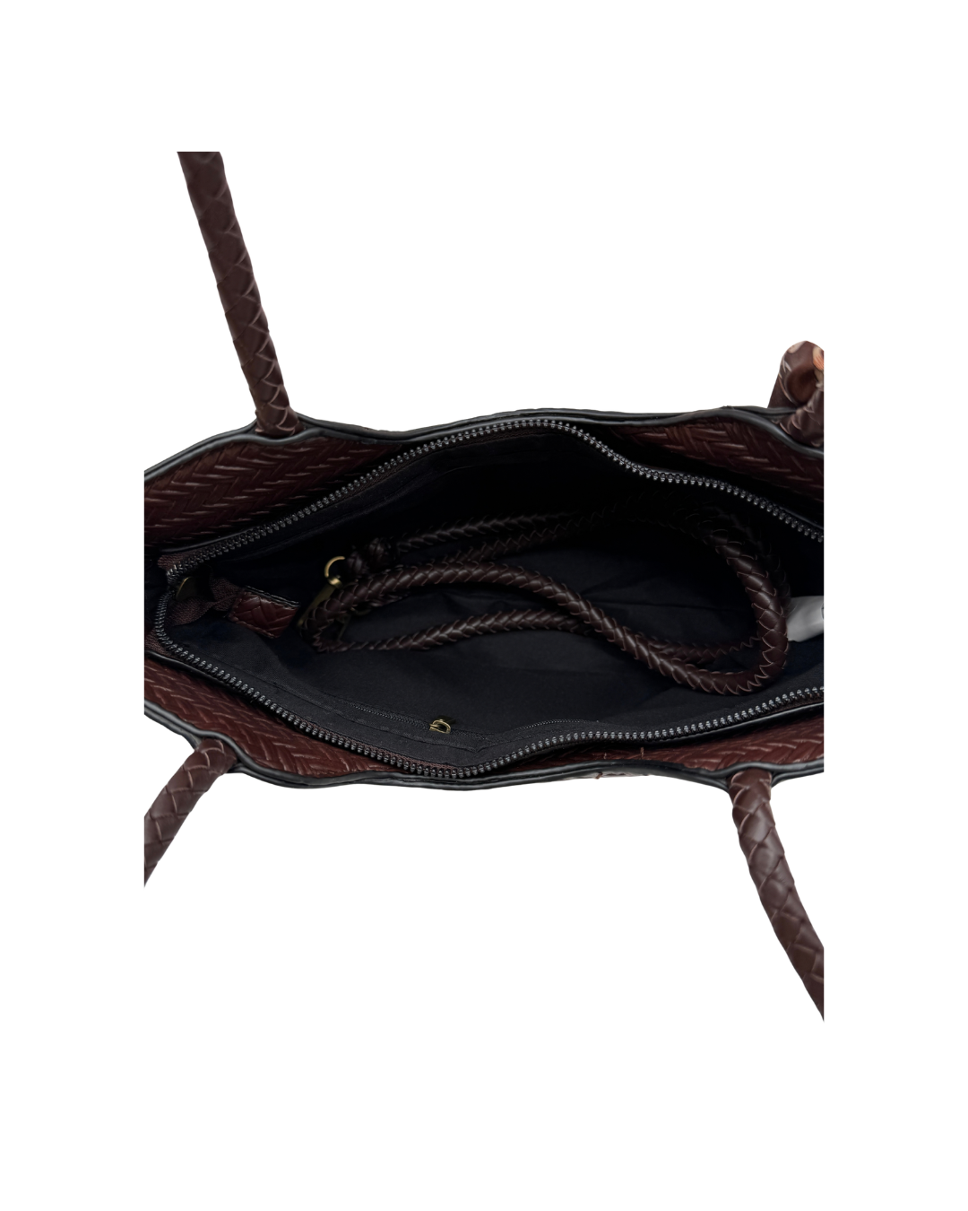 Interior de bolso shopper marrón amplio para mujer